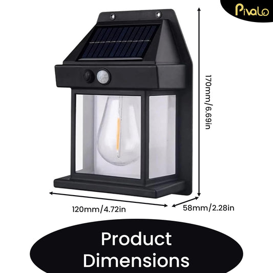 Pivalo Solar Wall Lights with Motion Sensor Auto Chargeable Waterproof Exterior LED Sconce Front Porch Security Outdoor & Indoor Lamps for Patio Garden (Pack of 1, Warm Yellow) Visit the Pivalo Store