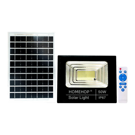 Homehop Solar Light Outdoor Home 50W Flood Led Waterproof Automatic Wall Mount Lamp for Home,Garden, Balcony, Patio with Remote Control (6 Ah,ABS, 84LED