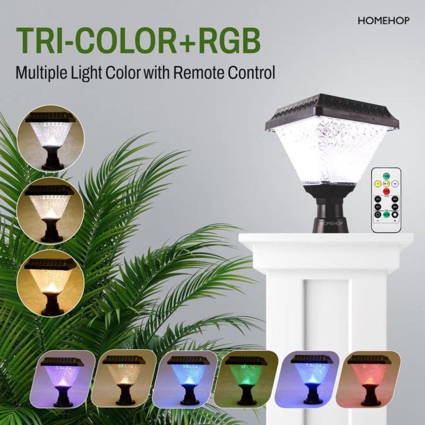 Homehop Solar Light Outdoor Home 10W LED Main Gate Light Waterproof Decoration Lamp for Pillar, Compound Wall and Garden (ABS, RGB)