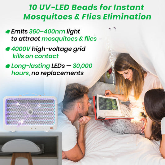 HiCare Portable Electric Fly Swatter & UV Bug Zapper | 2000mAh | Indoor & Outdoor Use Electric Insect Killer Indoor, Outdoor (Fly Swatter)