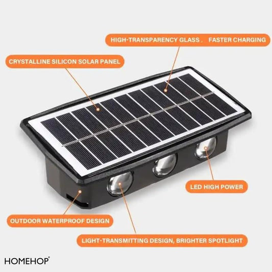 Homehop Solar Light Outdoor Waterproof Up and Down 6 Led Wall Lamp, for Home Decor, Garden, Courtyard, & Balcony Decoration with Auto On Off (Abs...