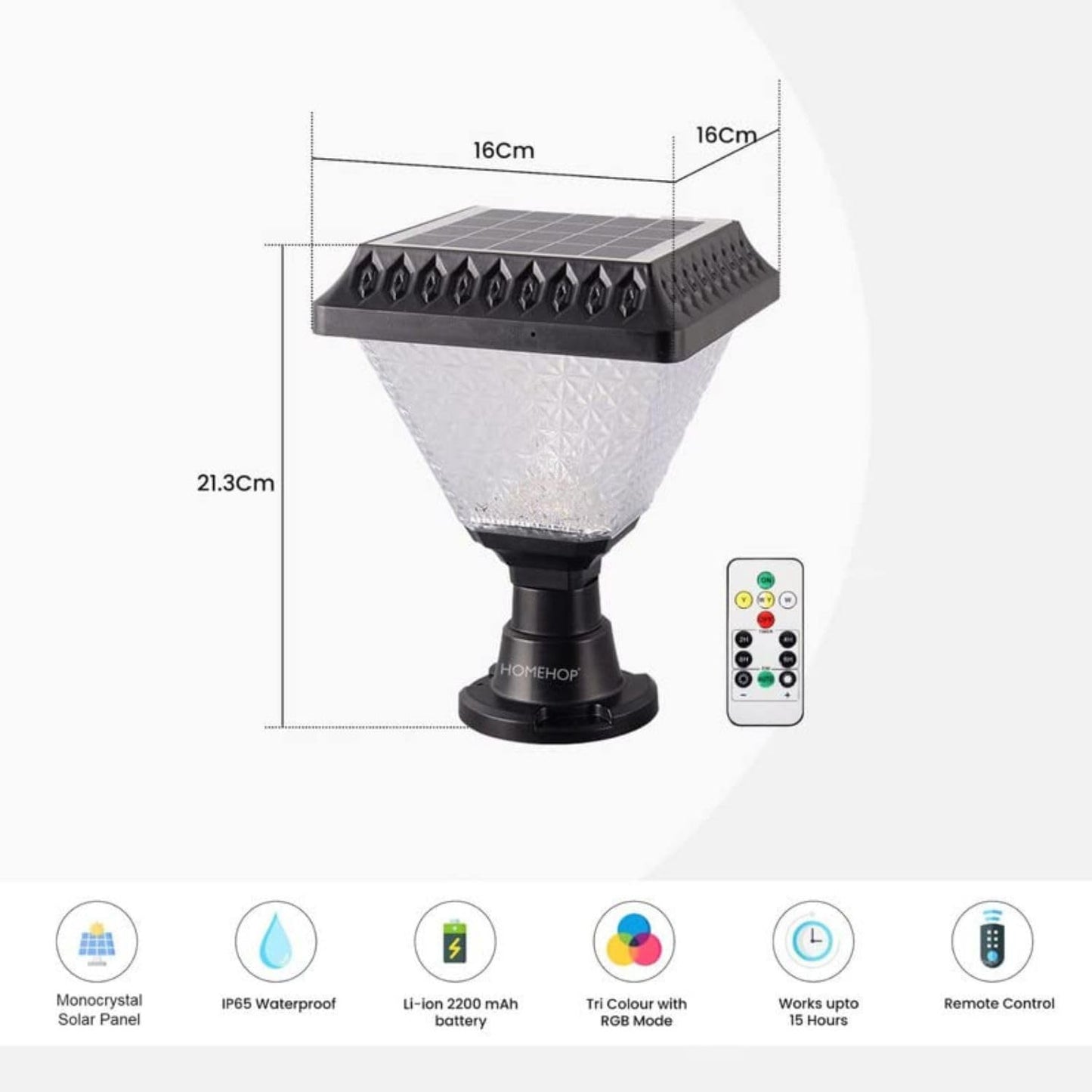 Homehop Solar Light Outdoor Home 10W LED Main Gate Light Waterproof Decoration Lamp for Pillar, Compound Wall and Garden (ABS, RGB)