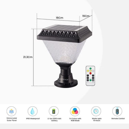 Homehop Solar Light Outdoor Home 10W LED Main Gate Light Waterproof Decoration Lamp for Pillar, Compound Wall and Garden (ABS, RGB)