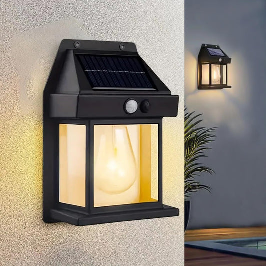 Pivalo Solar Wall Lights with Motion Sensor Auto Chargeable Waterproof Exterior LED Sconce Front Porch Security Outdoor & Indoor Lamps for Patio Garden (Pack of 1, Warm Yellow) Visit the Pivalo Store
