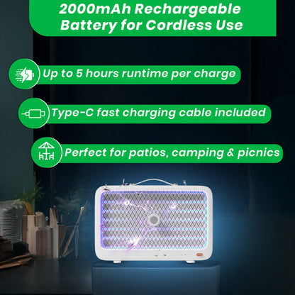 HiCare Portable Electric Fly Swatter & UV Bug Zapper | 2000mAh | Indoor & Outdoor Use Electric Insect Killer Indoor, Outdoor (Fly Swatter)