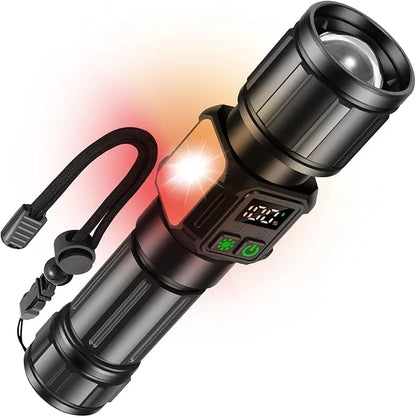 Svoko Torch Light High Power Rechargeable, IP67 Waterproof Led Charging Flashlight High Beam 2km Long Range with 9 Light Modes, Magnetic, Adjustable Portable Powerful Torchlight for Camping, Outdoor 5 years warranty