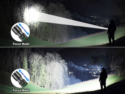 Svoko Torch Light High Power Rechargeable, IP67 Waterproof Led Charging Flashlight High Beam 2km Long Range with 9 Light Modes, Magnetic, Adjustable Portable Powerful Torchlight for Camping, Outdoor 5 years warranty